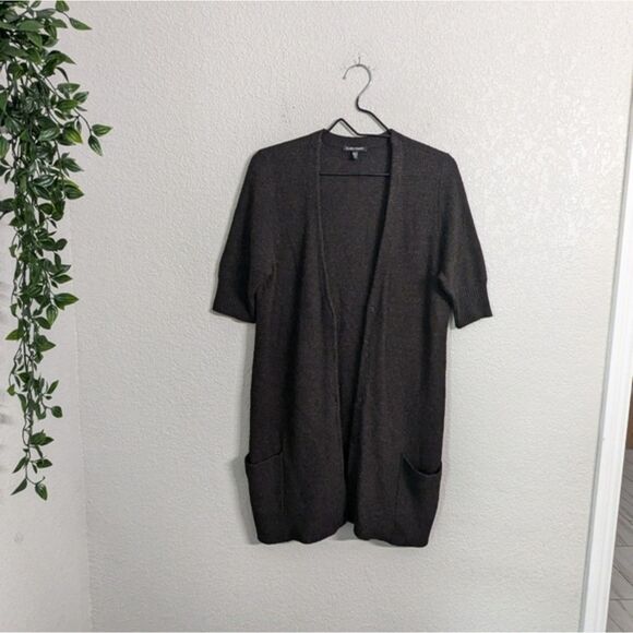 Eileen Fisher Wool Cashmere Blend Brown Cardigan Sweater Short Sleeve Fall M - Picture 2 of 9